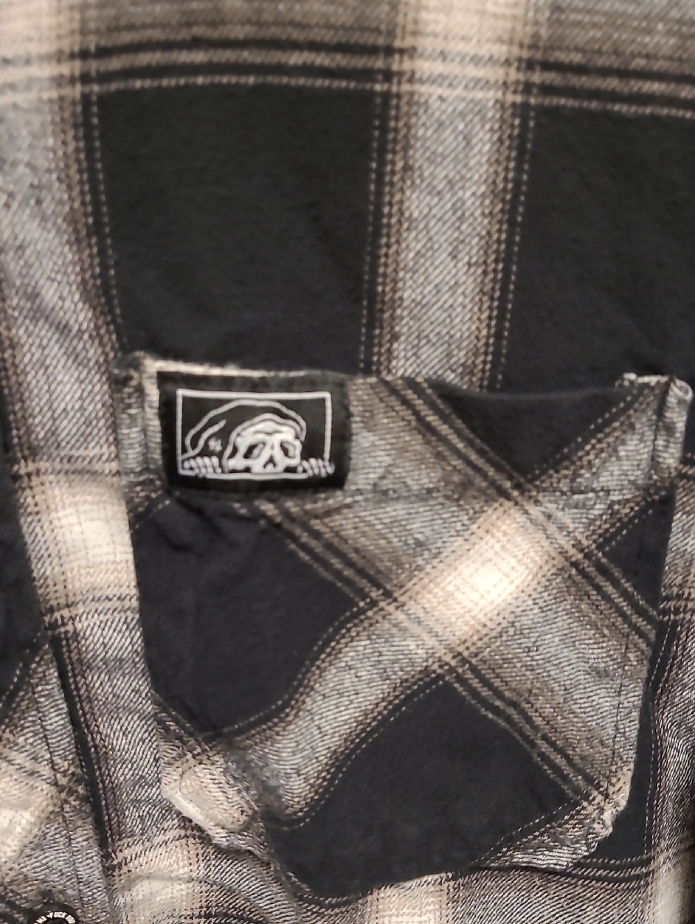 Lurking Class Plaid Flannel Hoodie Button Front Size M Black Street Grunge Skate - Picture 4 of 12